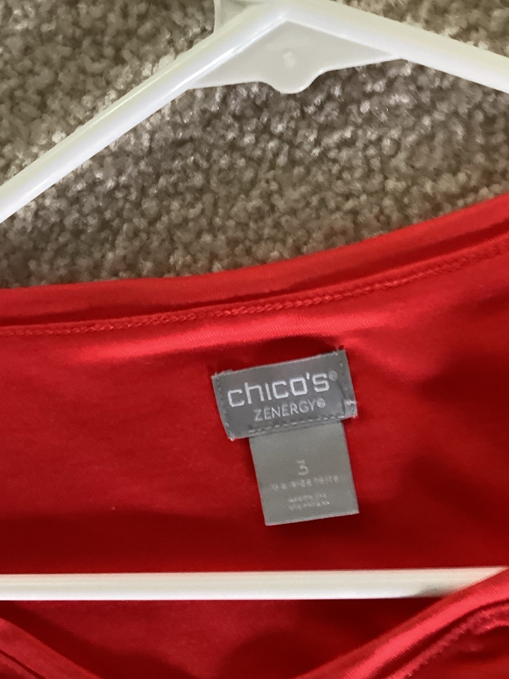 Chico's Red, White & Blue Tie-Dye V-Neck Short Sleeve Tee - Picture 2 of 3